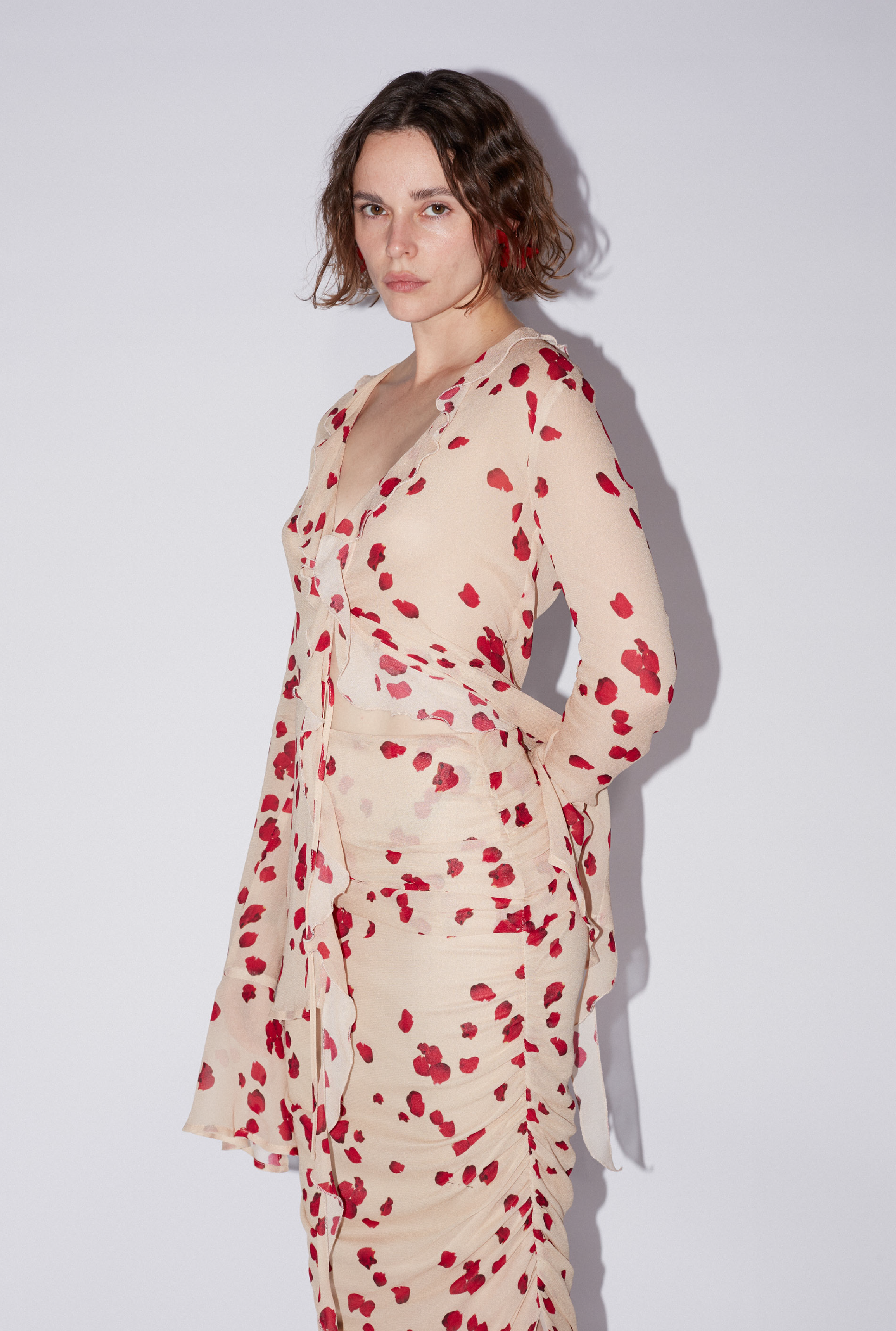 Saemdi Chiffon Skirt - Nude/Rose