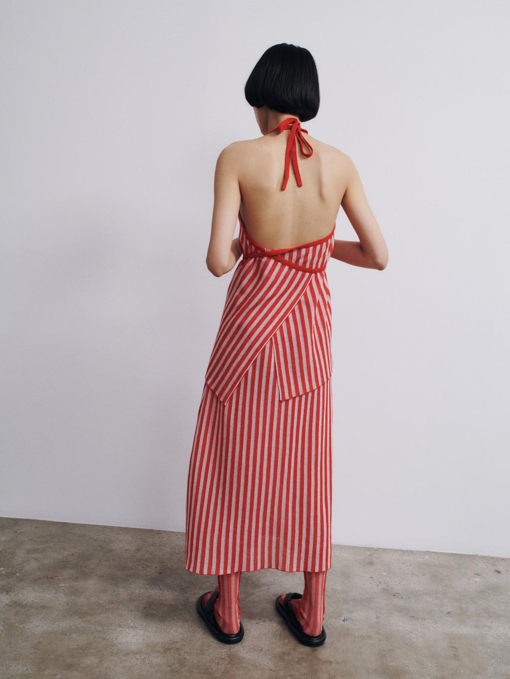 Rus Sakkaku Striped Apron Top - Tomate