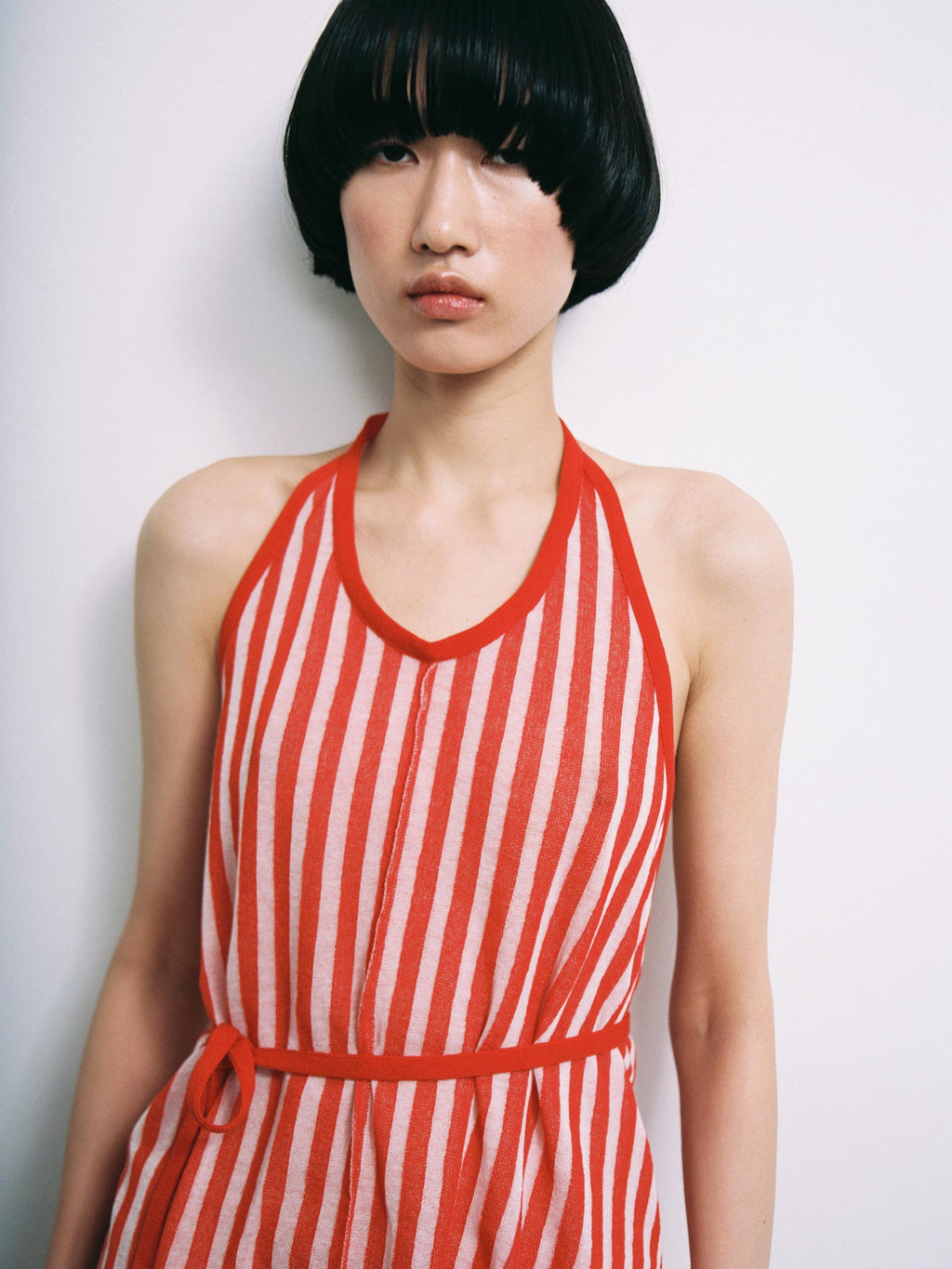 Rus Sakkaku Striped Apron Top - Tomate