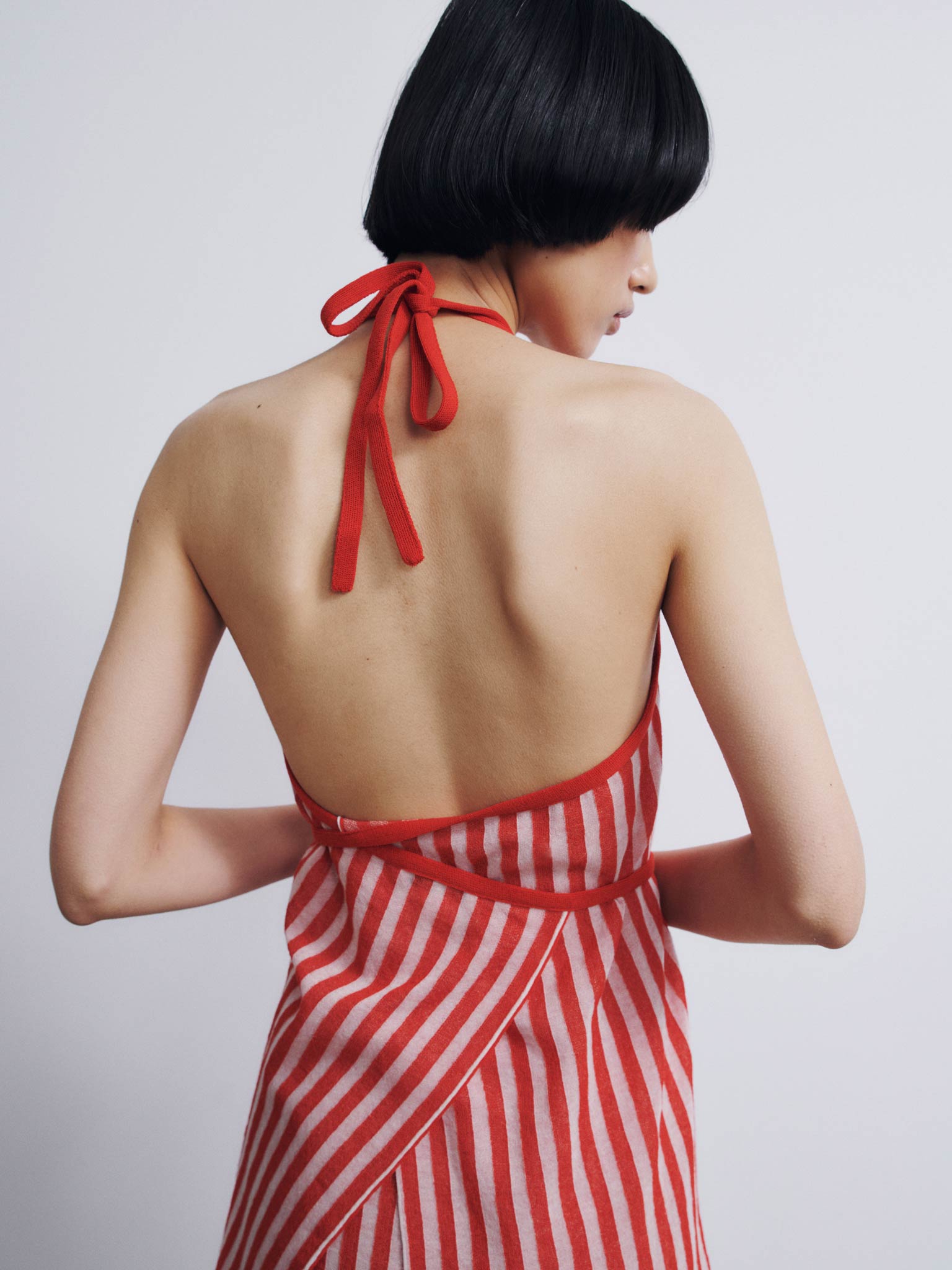 Rus Sakkaku Striped Apron Top - Tomate