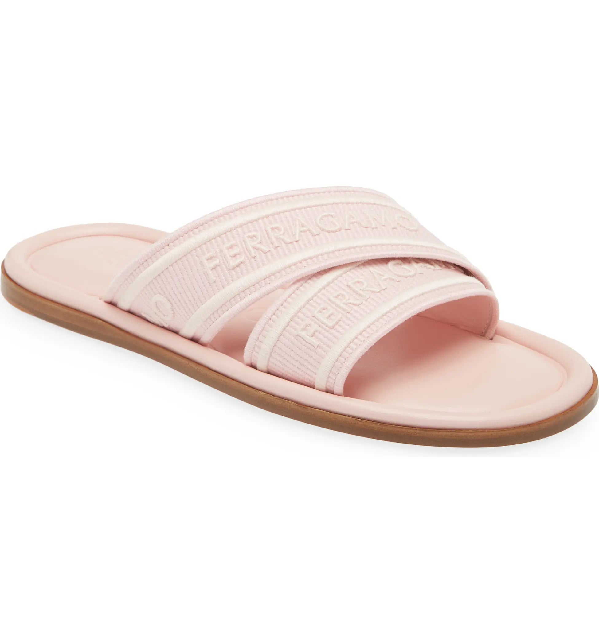 Salvatore Ferragamo Womens Laurene Logo Slide Sandals - Pink