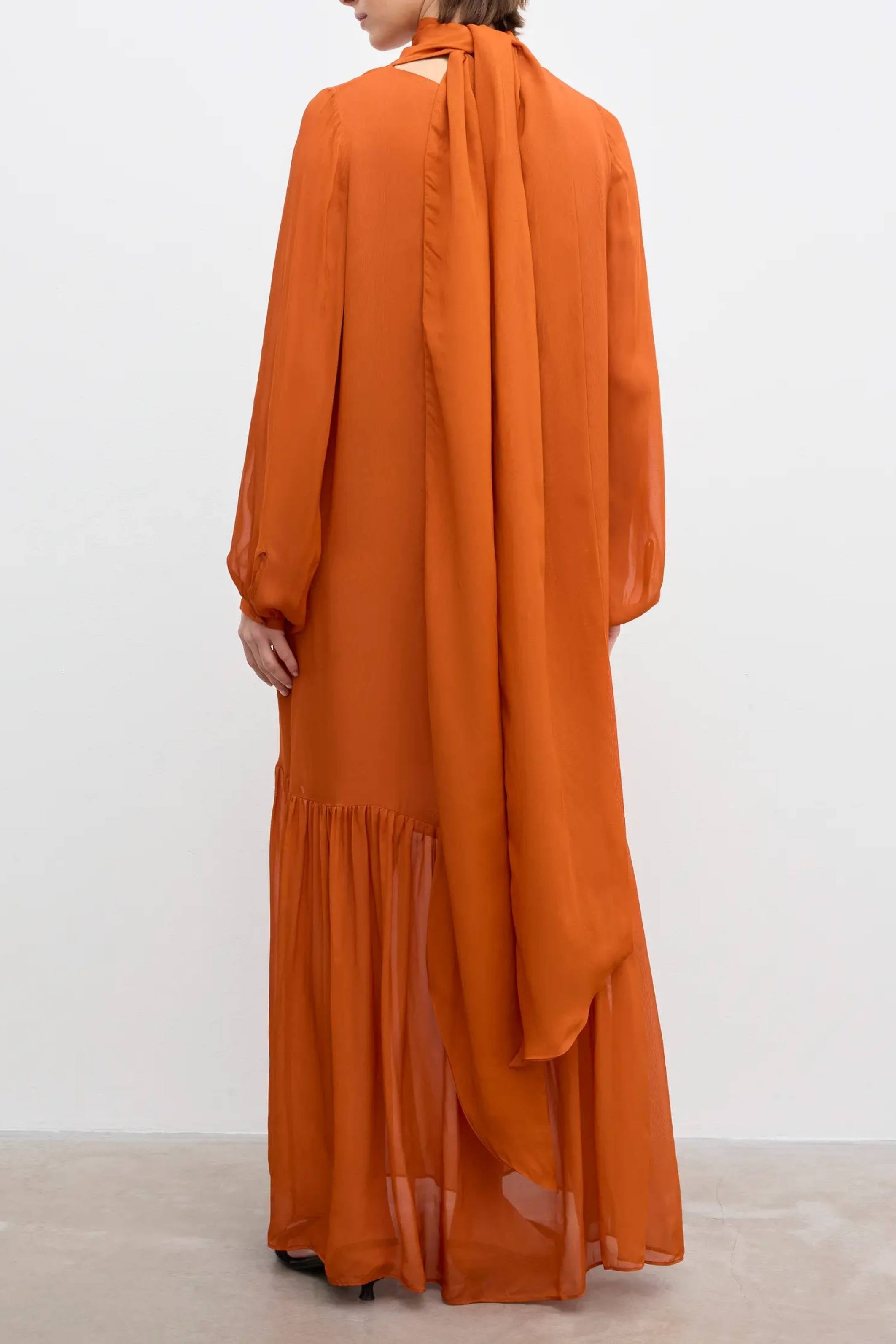 House of Dagmar Scarf Maxi Dress - Orange Rust
