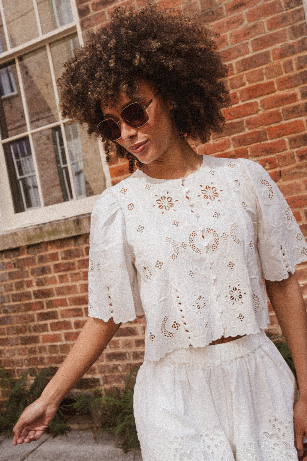 Sea NY Gardener Embroidered Short Sleeve Top - White