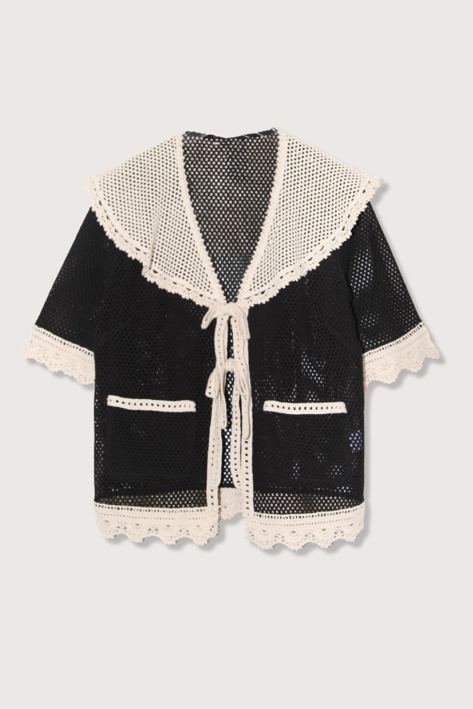 Sea NY Kendall Crochet Tie Front Top
