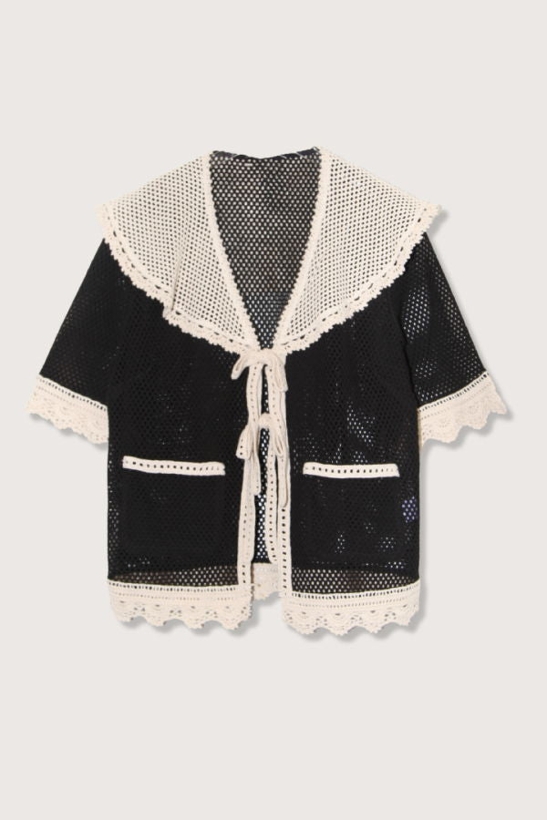Sea NY Kendall Crochet Tie Front Top
