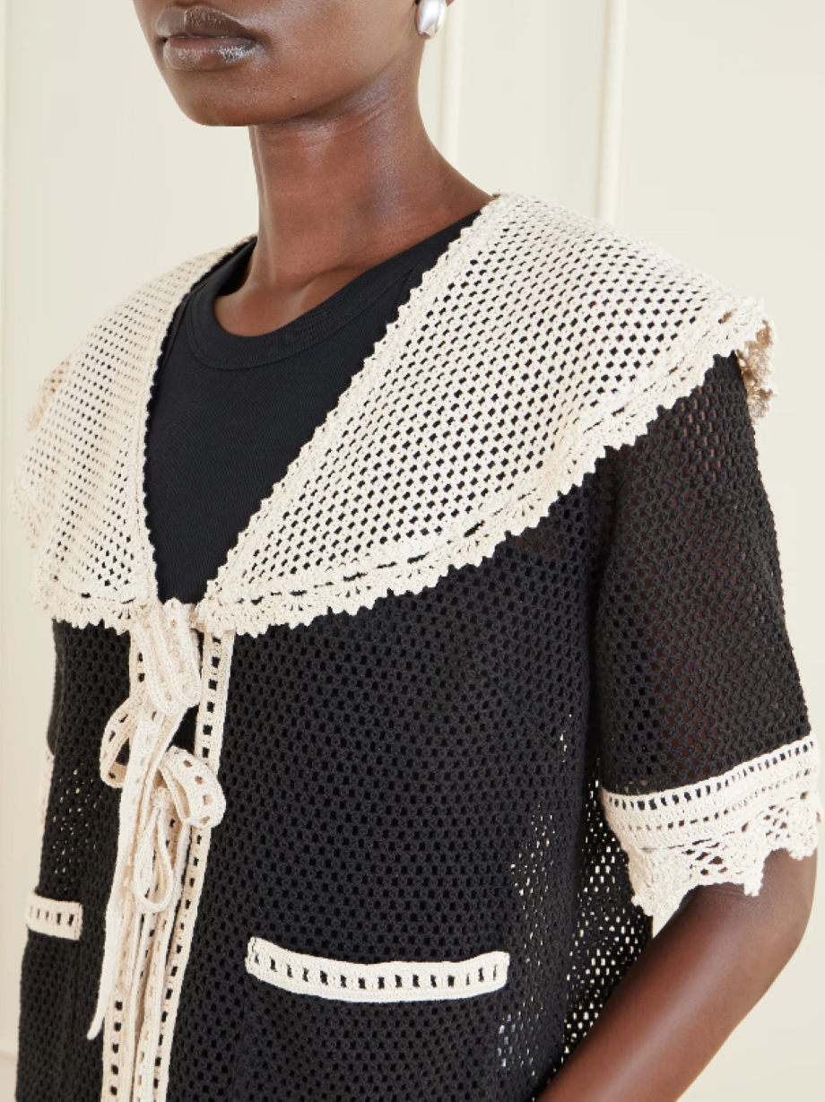 Sea NY Kendall Crochet Tie Front Top