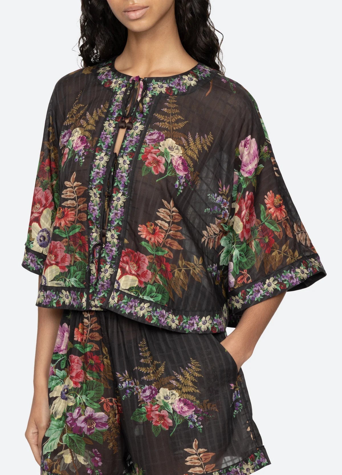 Sea NY Viktoria Print Tie Front Top