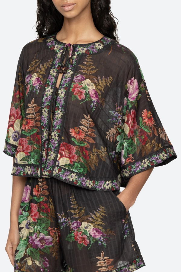 Sea NY Viktoria Print Tie Front Top