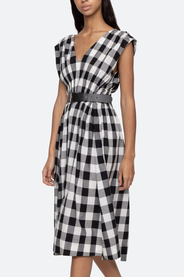 Sea NY Neci Gingham Midi Tank Dress - Black/White