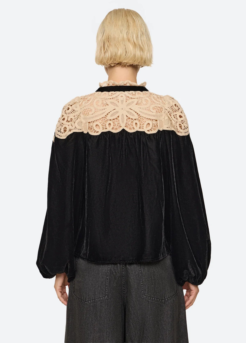 Sea NY Shiloh Long Sleeve Embroidered Velvet Top