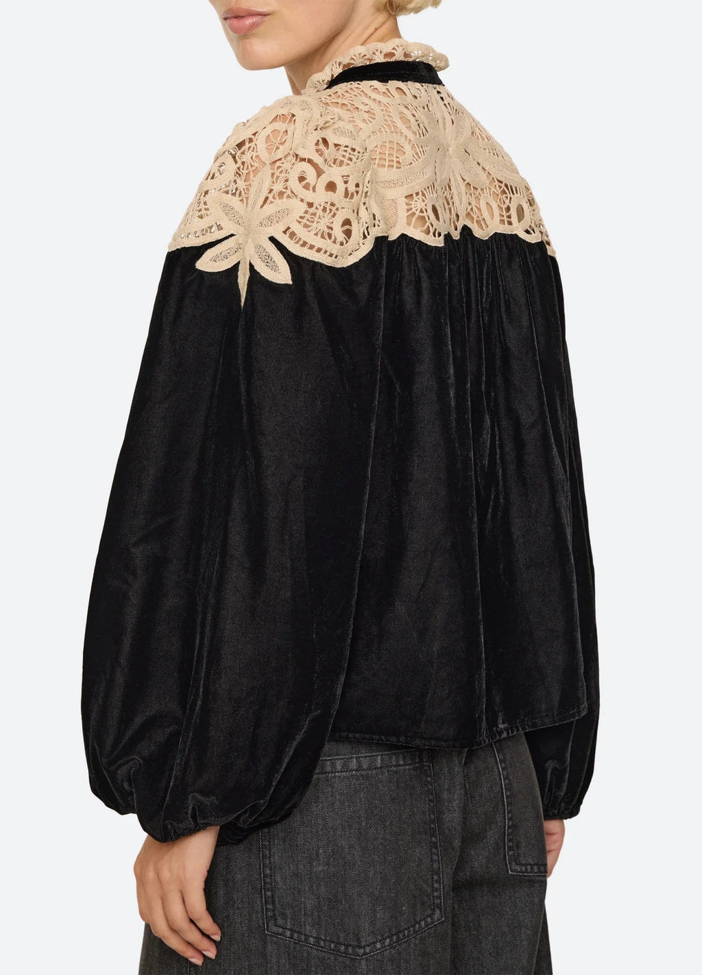 Sea NY Shiloh Long Sleeve Embroidered Velvet Top