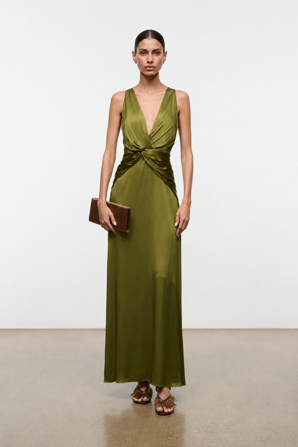 Staud Selene Silk Dress - Pear