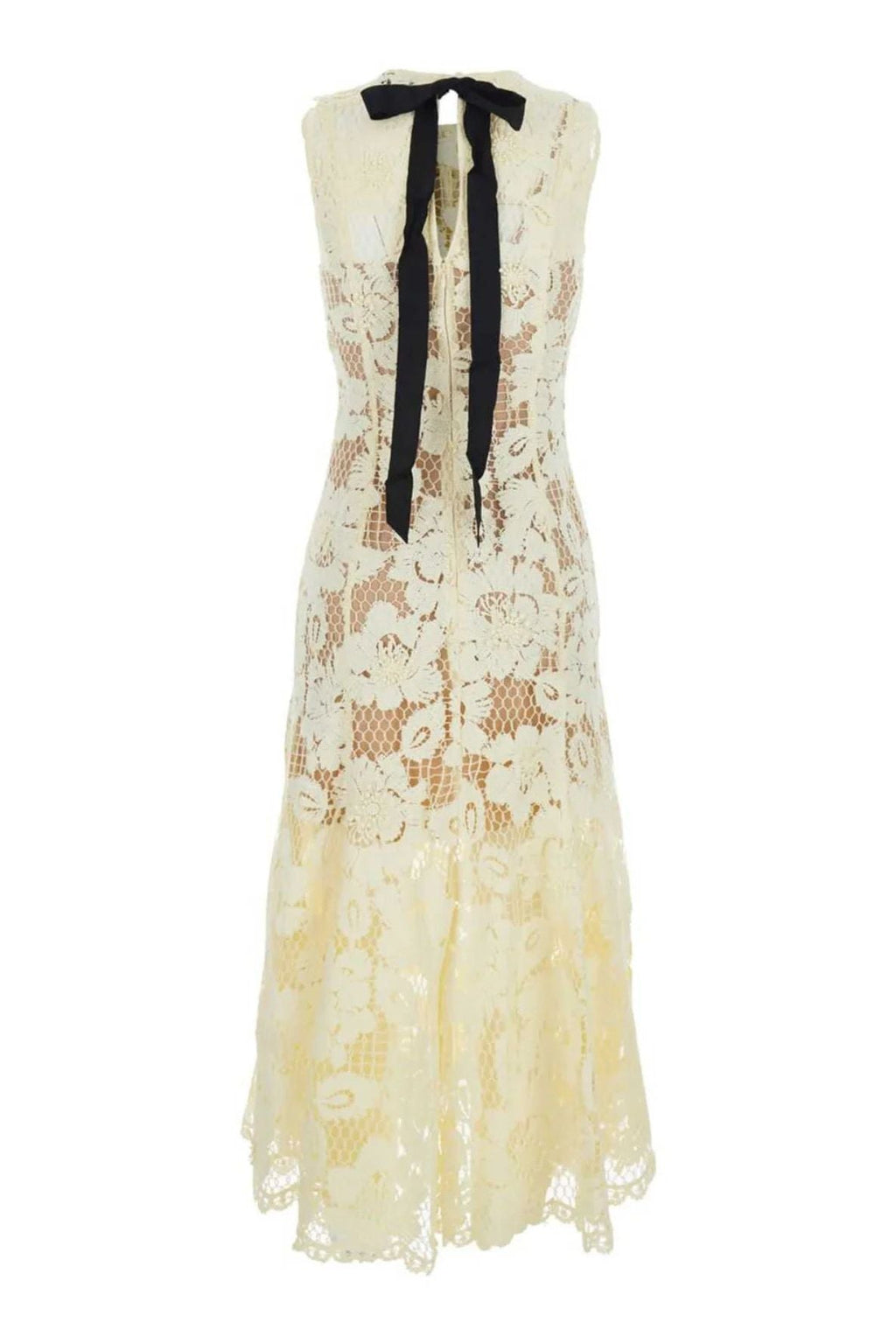 Self-Portrait Crochet Lace Midi Dress - Yellow
