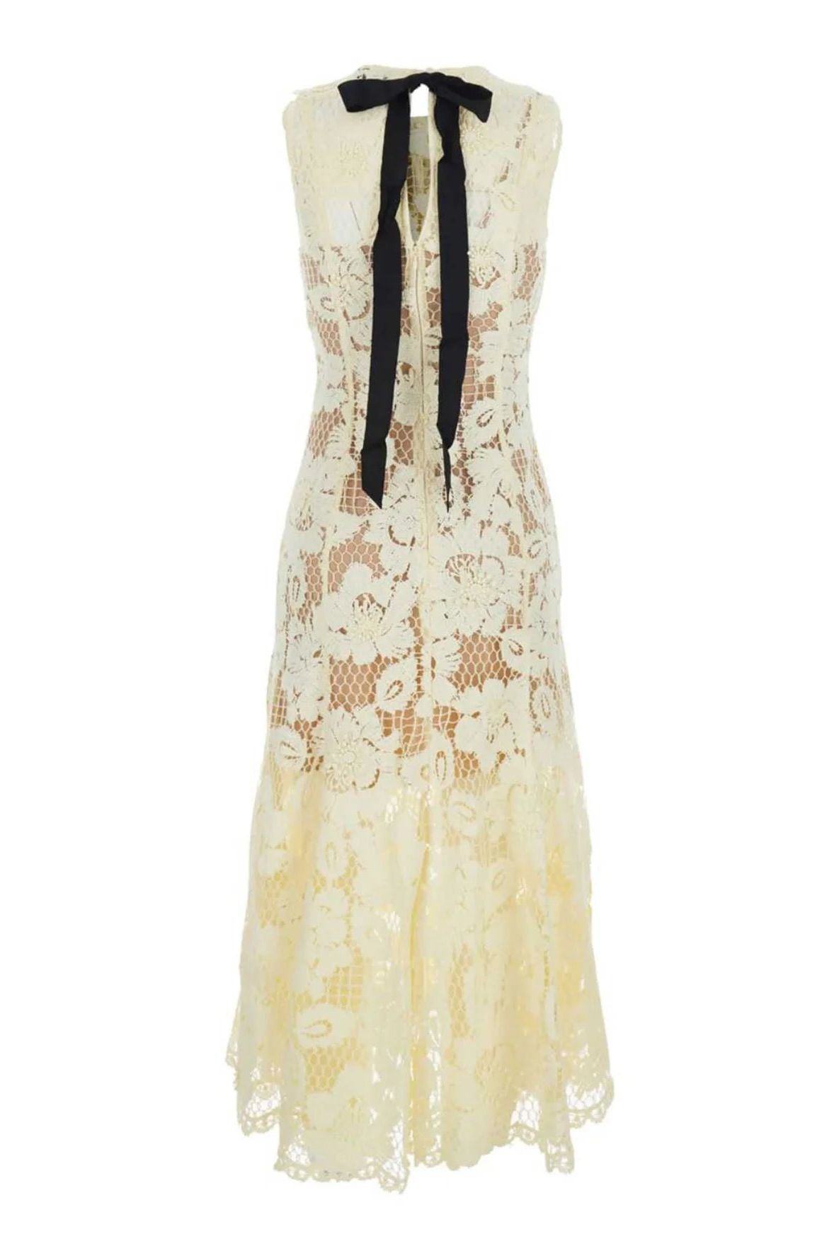 Self-Portrait Crochet Lace Midi Dress - Yellow