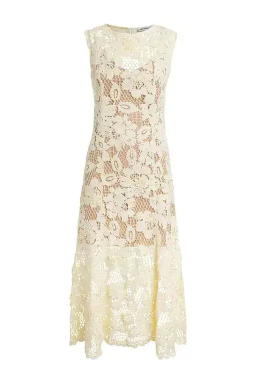 Self-Portrait Crochet Lace Midi Dress - Yellow