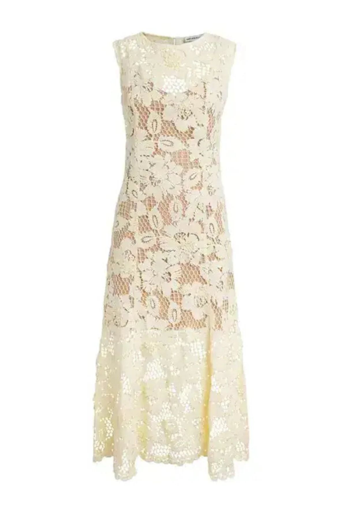 Self-Portrait Crochet Lace Midi Dress - Yellow
