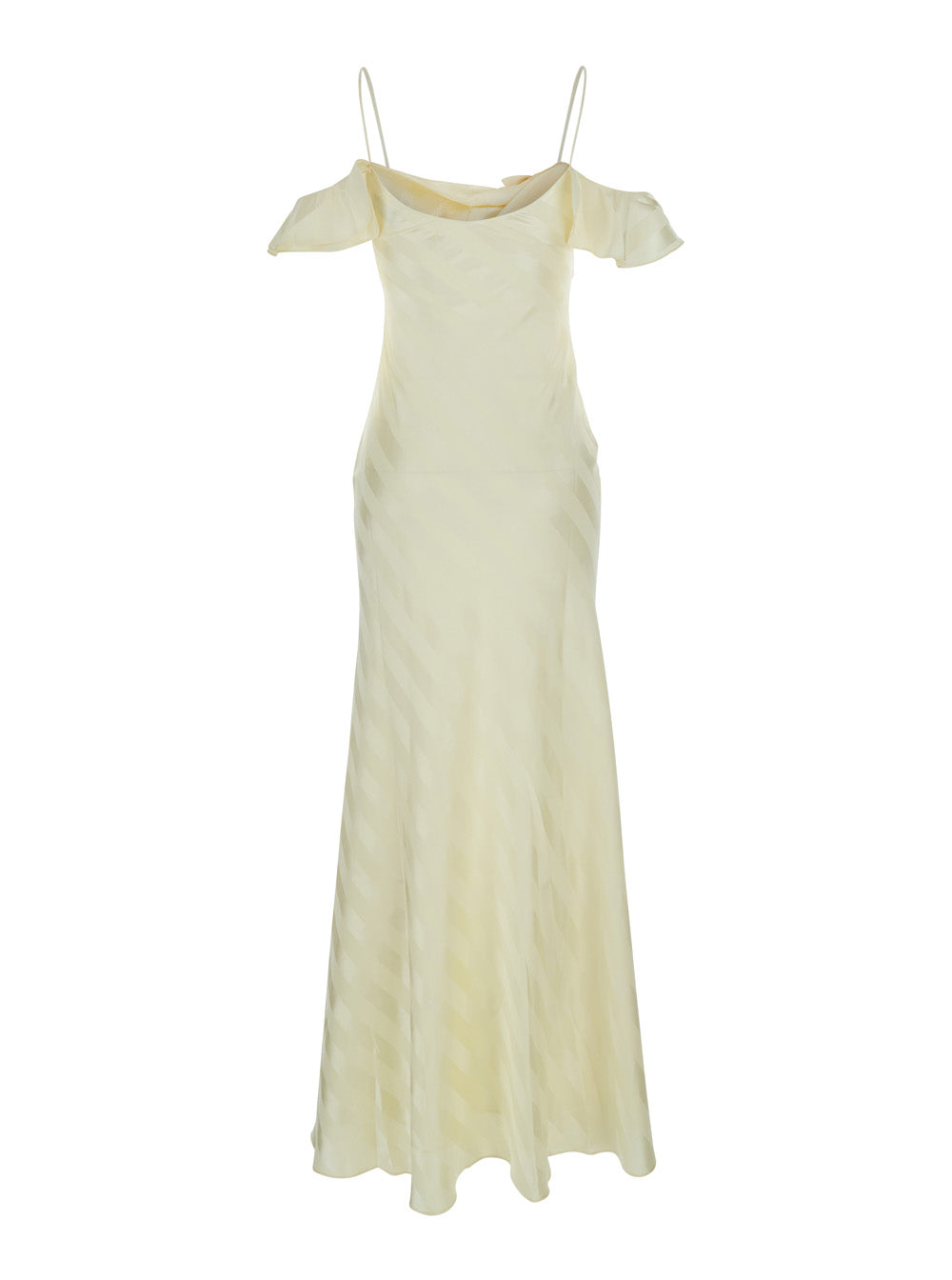 Self-Portrait Satin Striped Long Dress Dress - Yellow