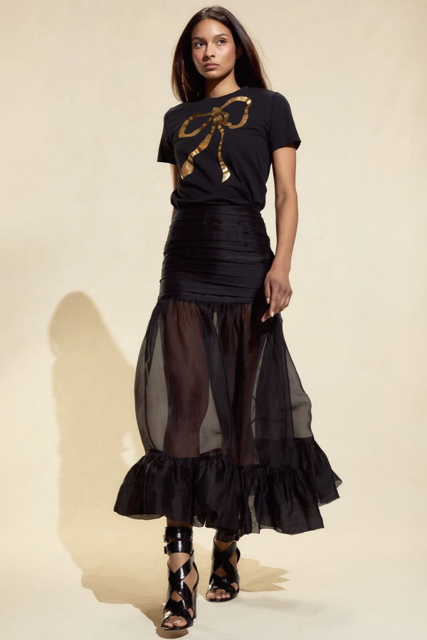 Cynthia Rowley Serafina Silk Skirt - Black