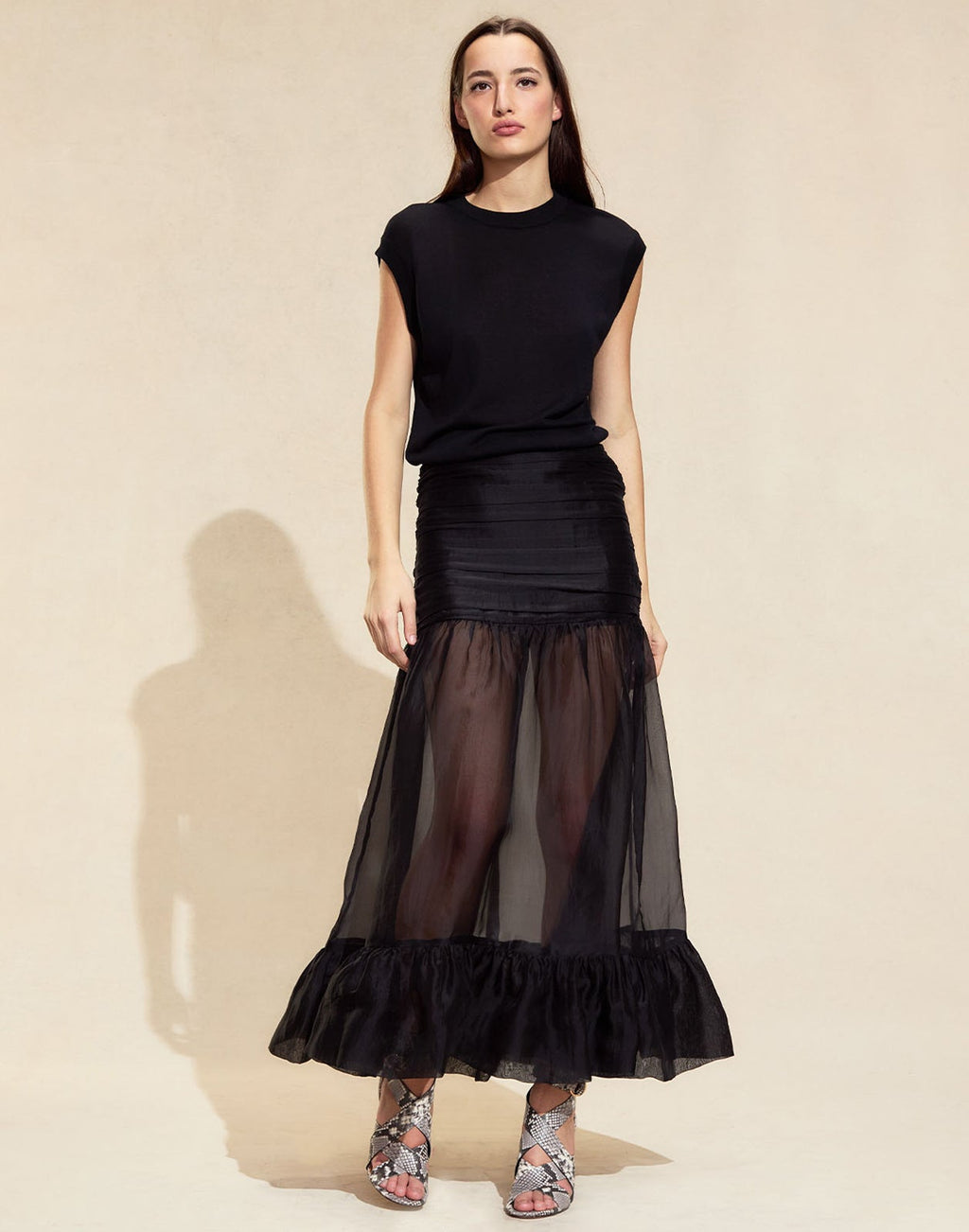 Cynthia Rowley Serafina Silk Skirt - Black