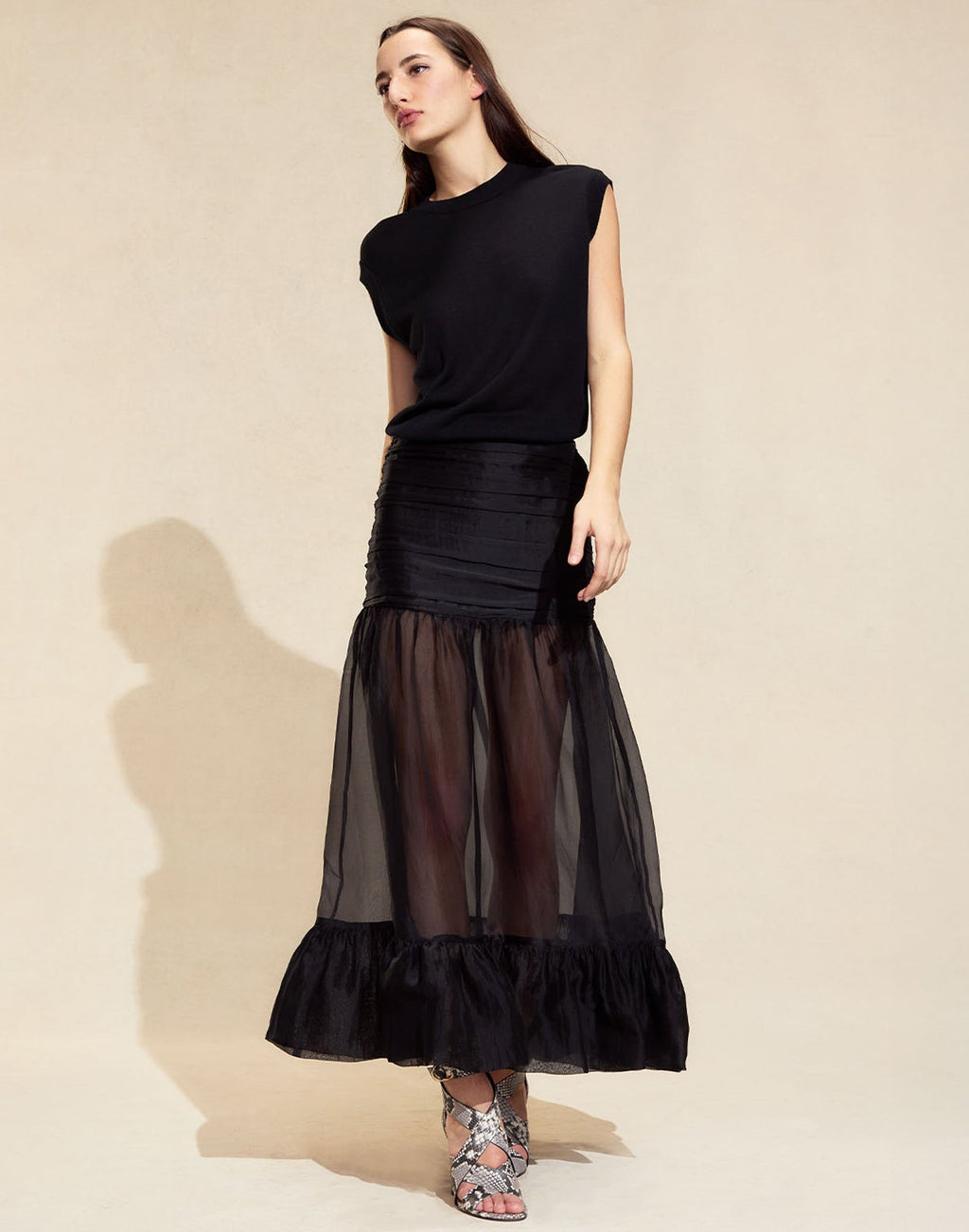 Cynthia Rowley Serafina Silk Skirt - Black