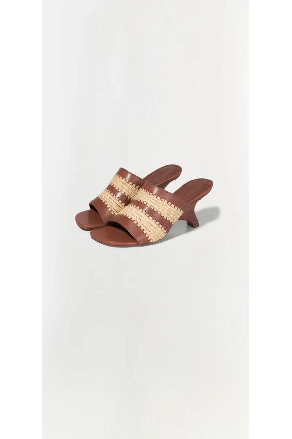 Jonathan Simkhai Shadow Mule Raffia Sandal - Sable