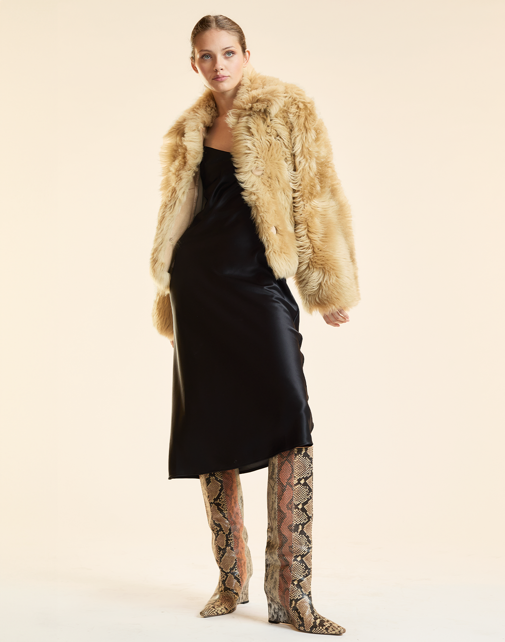 Cynthia Rowley Shearling Cropped Jacket - Caramel