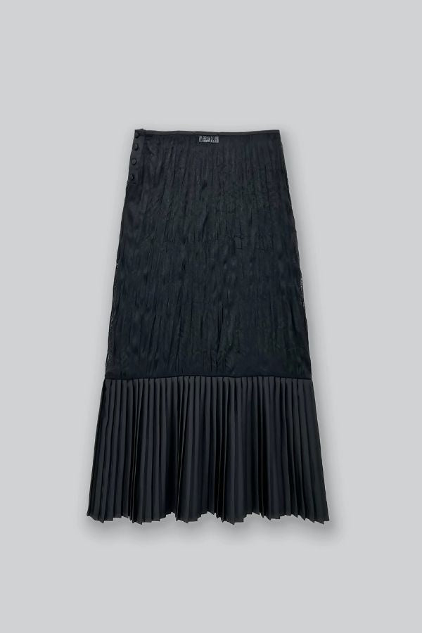 Esthé Sheer Crinkle Column Midi Skirt With Pleats Skirt
