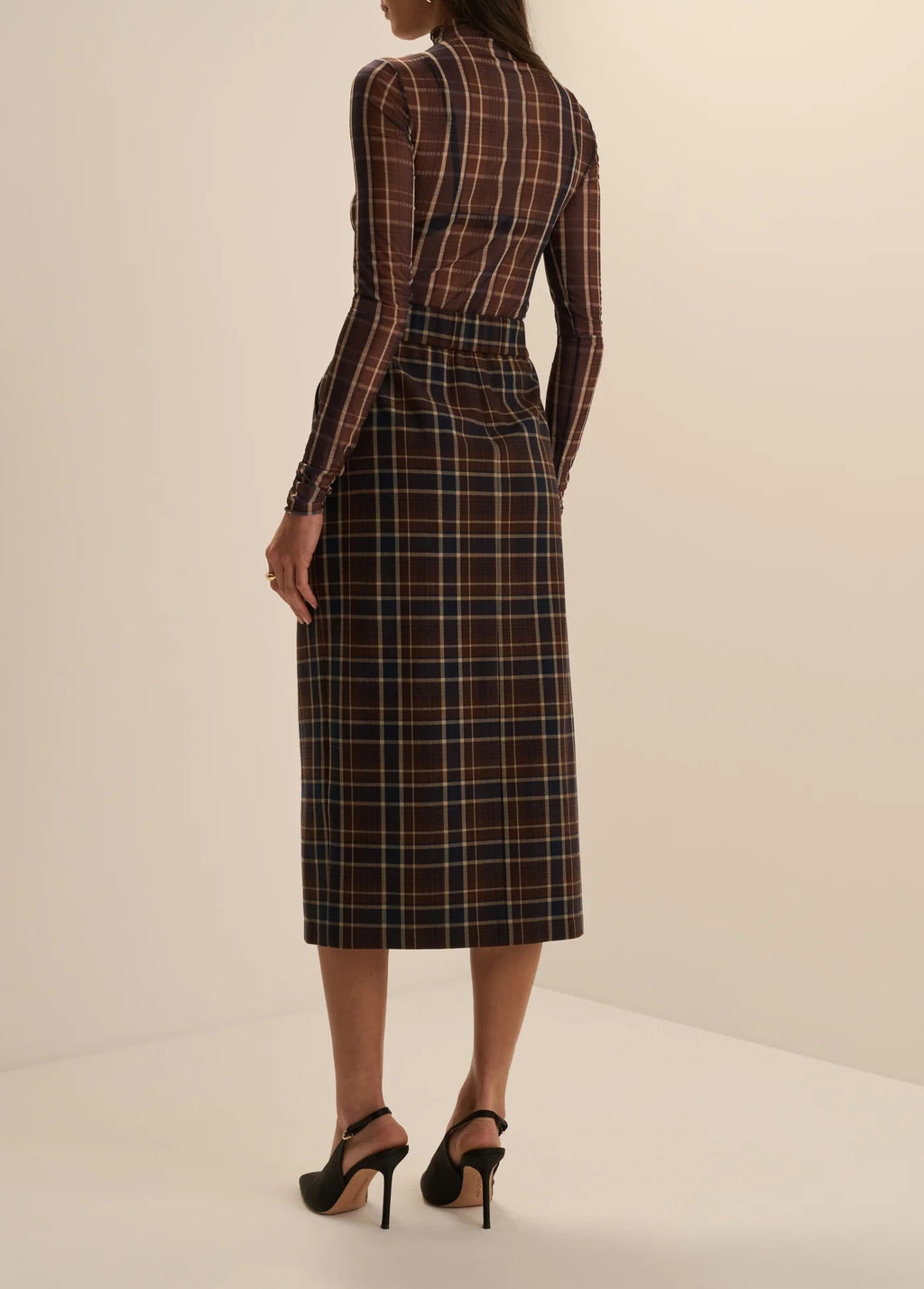 Favorite Daughter Sheer Fantasy Top - Toffee Plaid
