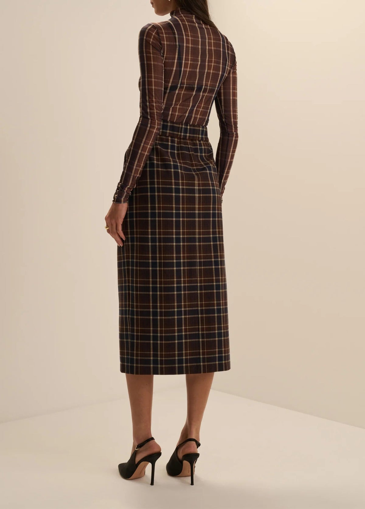 Favorite Daughter Sheer Fantasy Top - Toffee Plaid