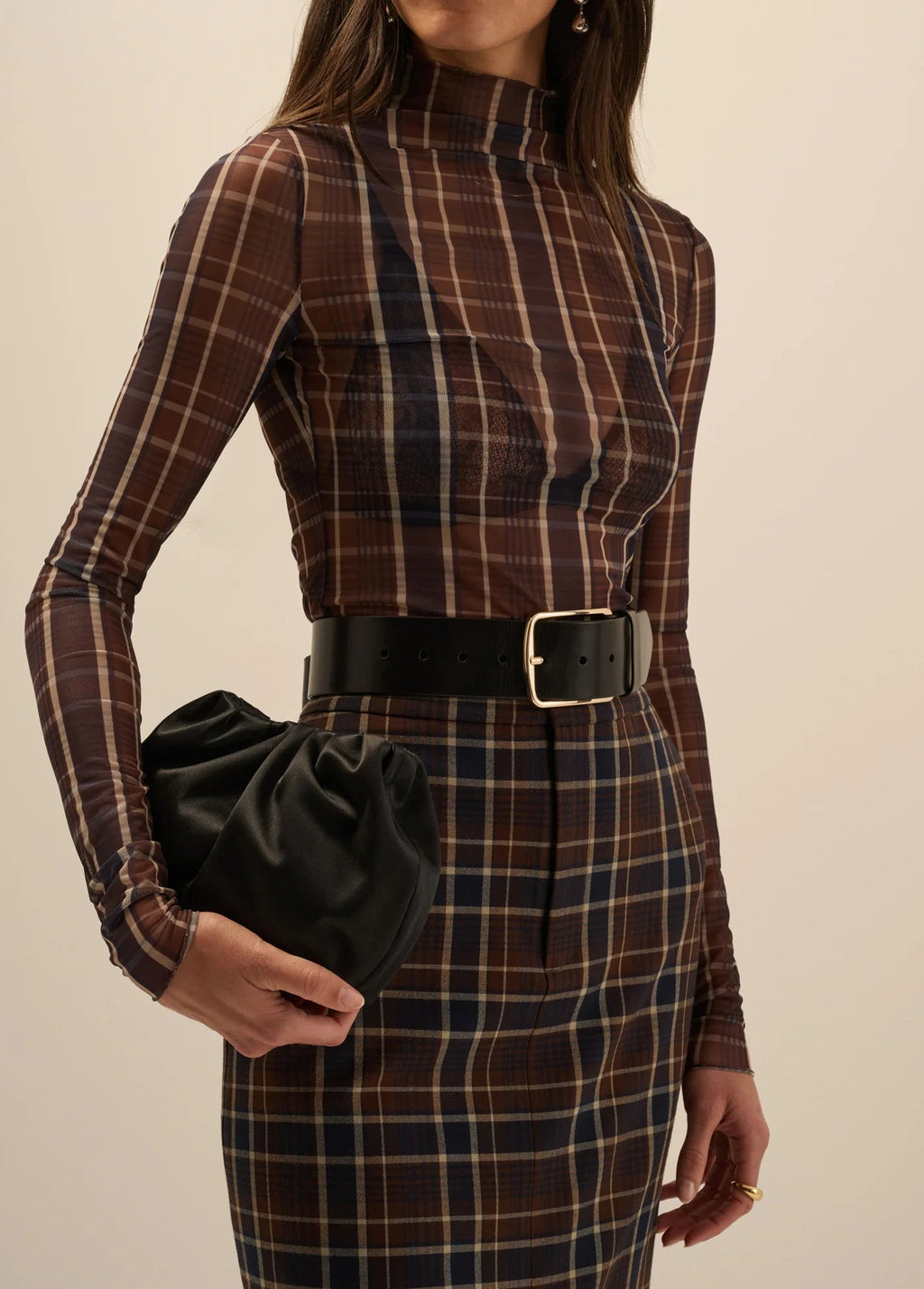 Favorite Daughter Sheer Fantasy Top - Toffee Plaid