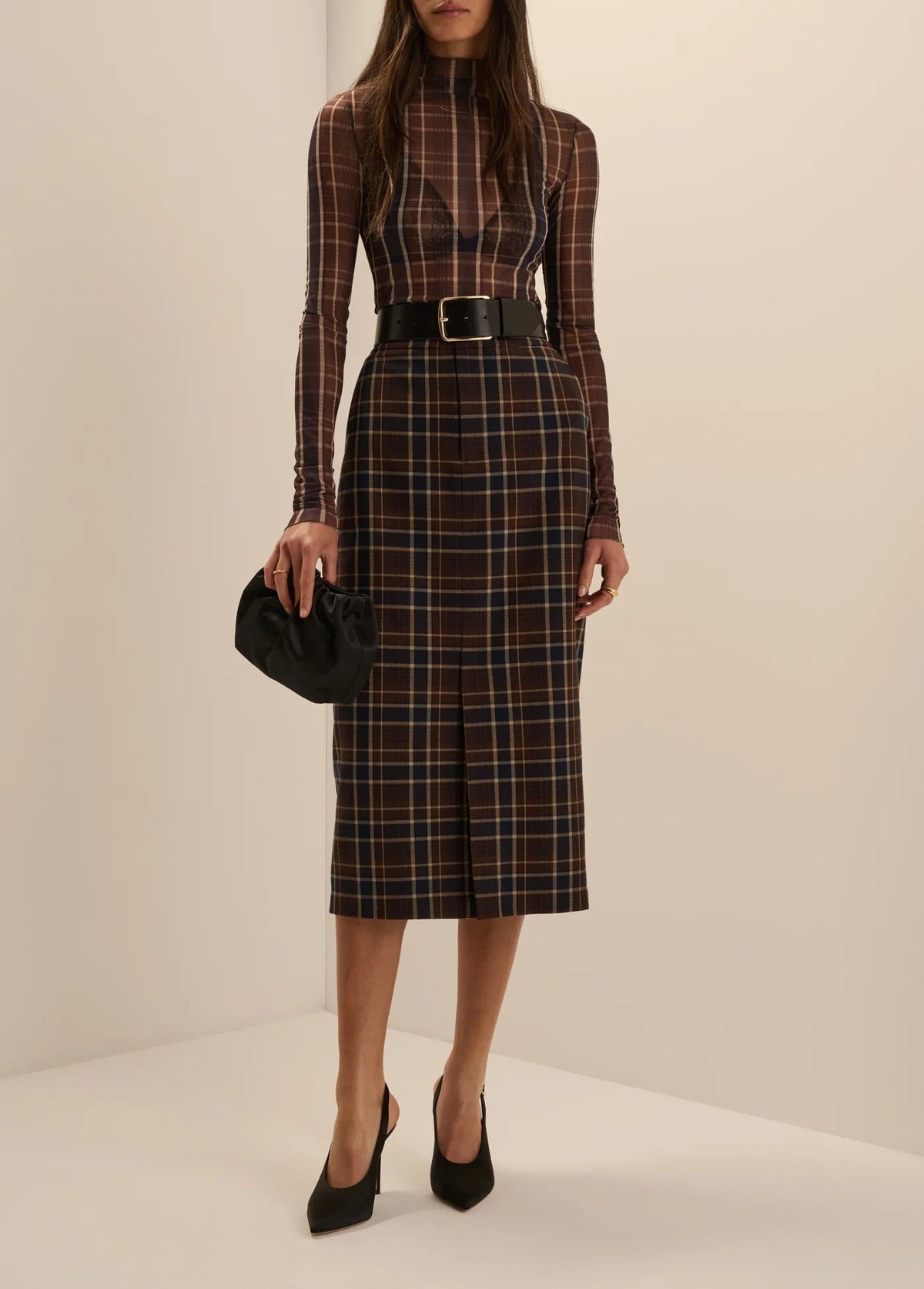 Favorite Daughter Sheer Fantasy Top - Toffee Plaid