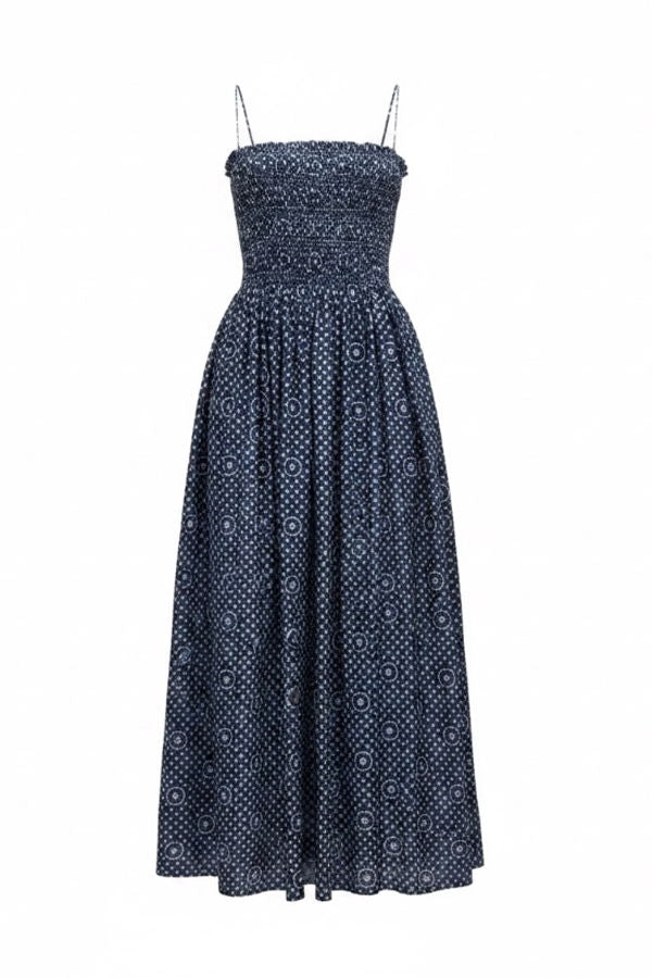 Matteau Shirred Bodice Dress - Blue