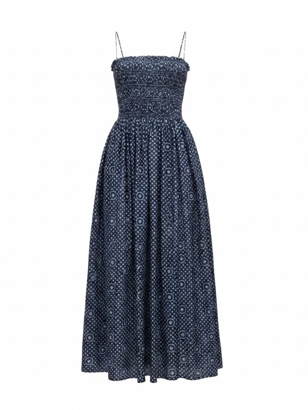 Matteau Shirred Bodice Dress - Blue
