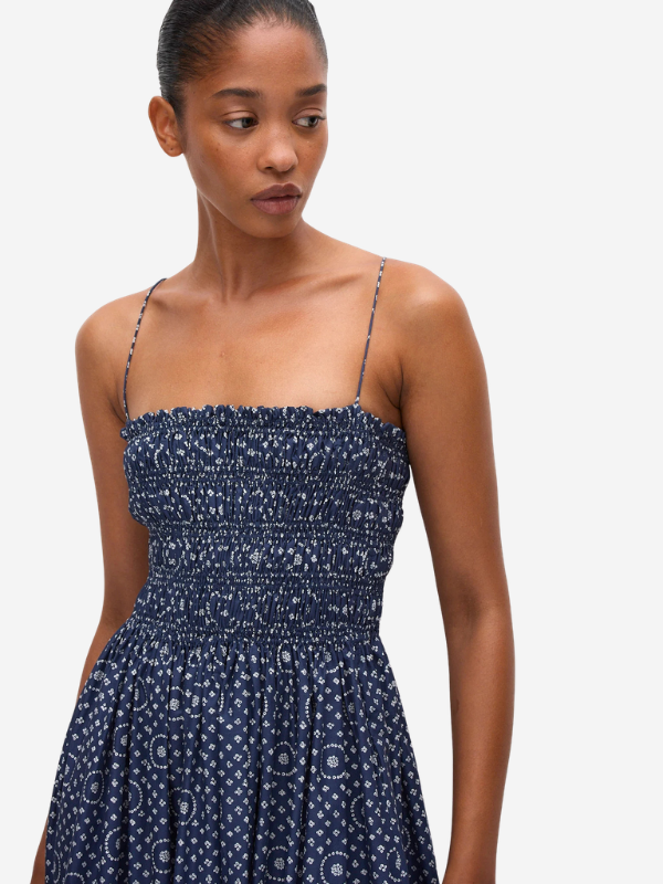 Matteau Shirred Bodice Dress - Blue