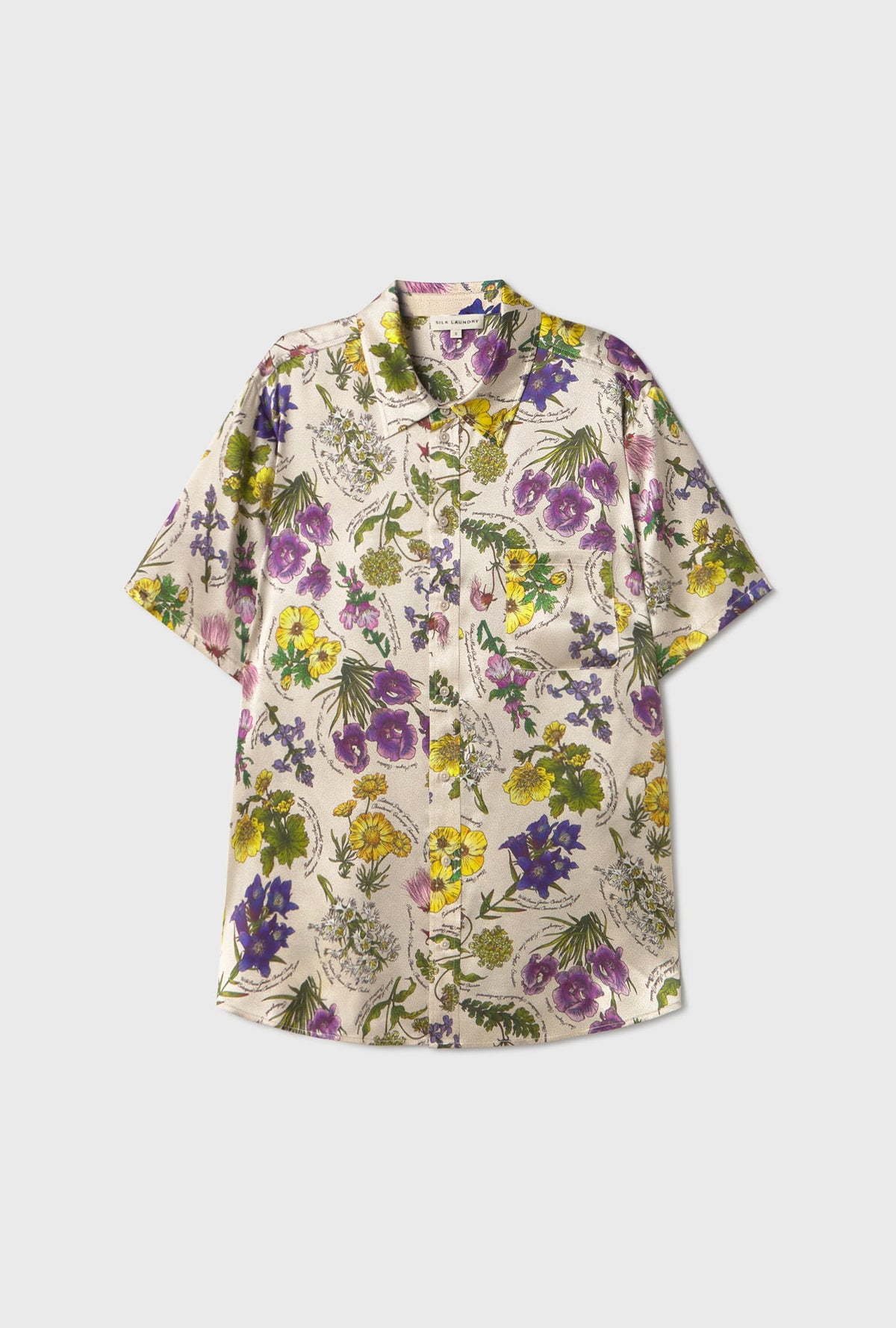 Silk Laundry Short Sleeve Boyfriend Shirt - Endangered Flowers