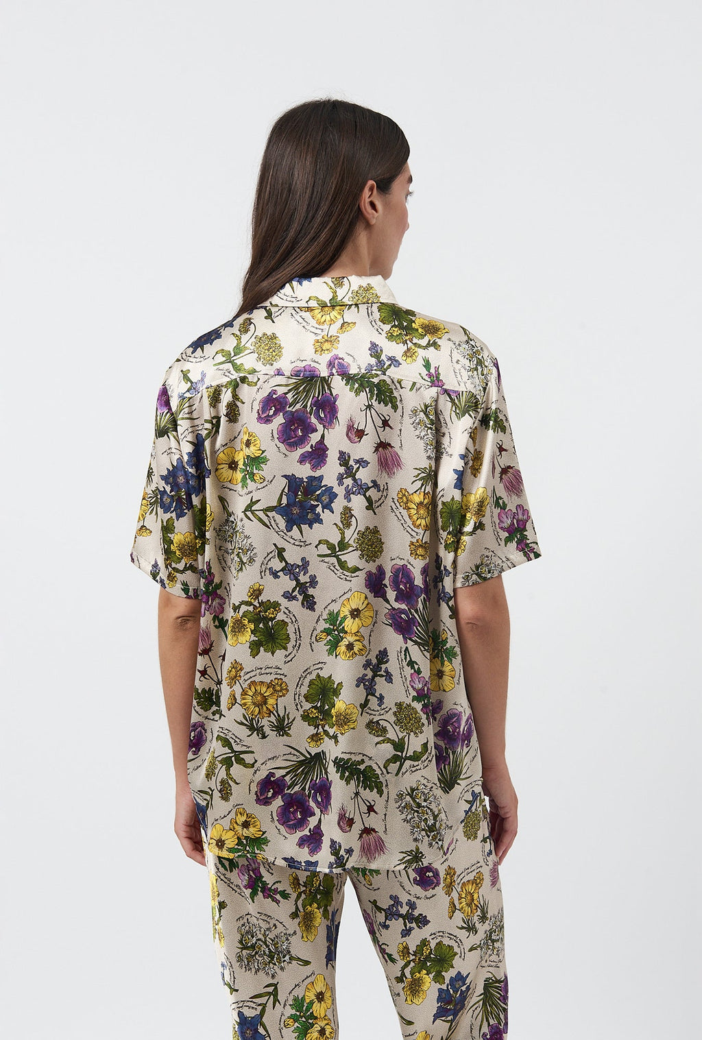 Silk Laundry Short Sleeve Boyfriend Shirt - Endangered Flowers