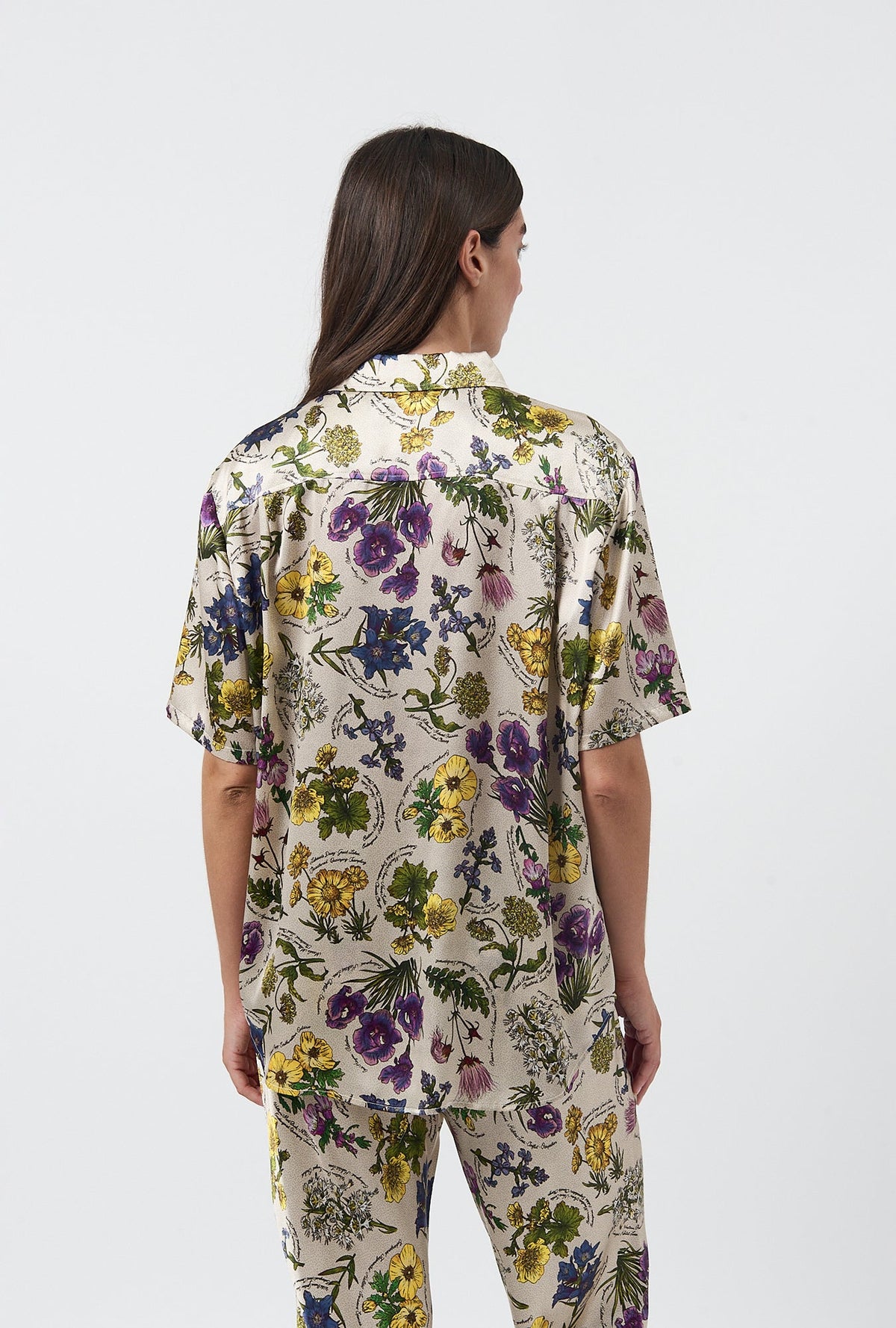Silk Laundry Short Sleeve Boyfriend Shirt - Endangered Flowers