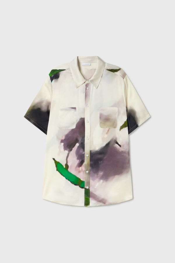 Silk Laundry Short Sleeve Boyfriend Shirt - Phosphate