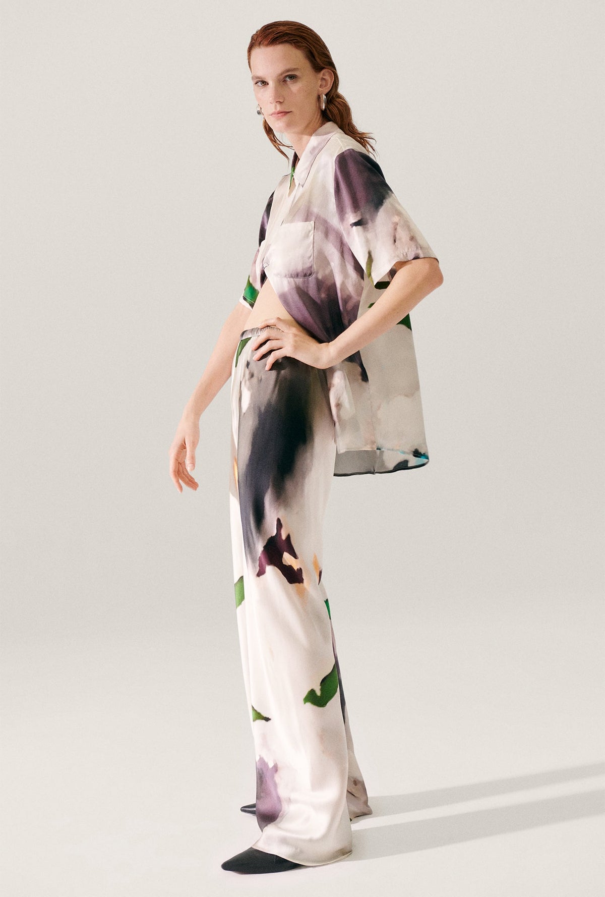 Silk Laundry Short Sleeve Boyfriend Shirt - Phosphate
