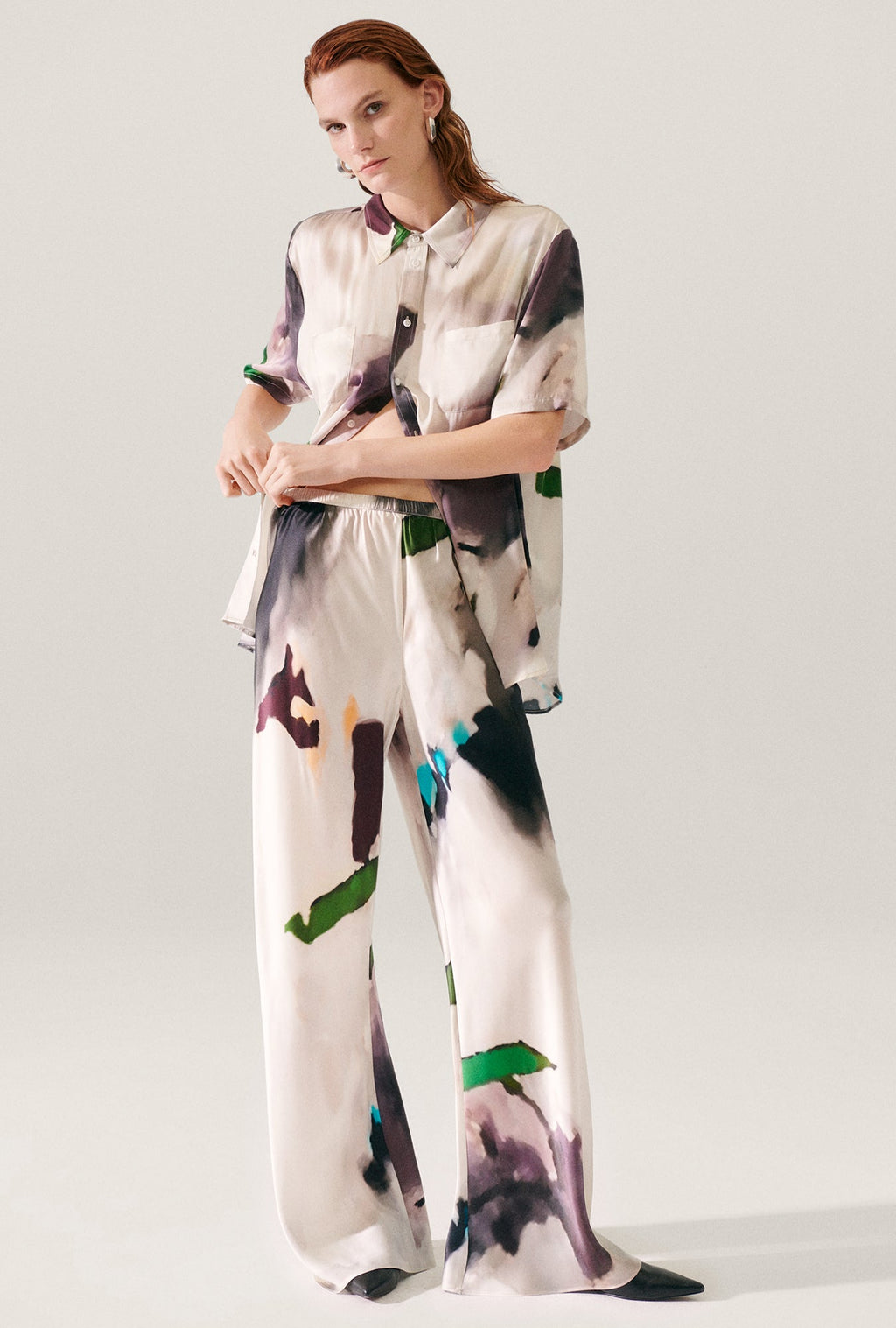 Silk Laundry Short Sleeve Boyfriend Shirt - Phosphate