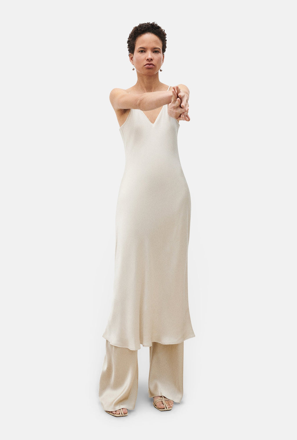 Silk Laundry 90S SILK SLIP DRESS - HAZELNUT