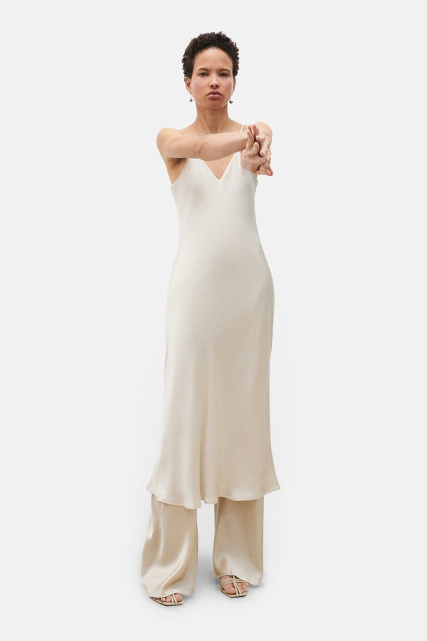 Silk Laundry 90S SILK SLIP DRESS - HAZELNUT