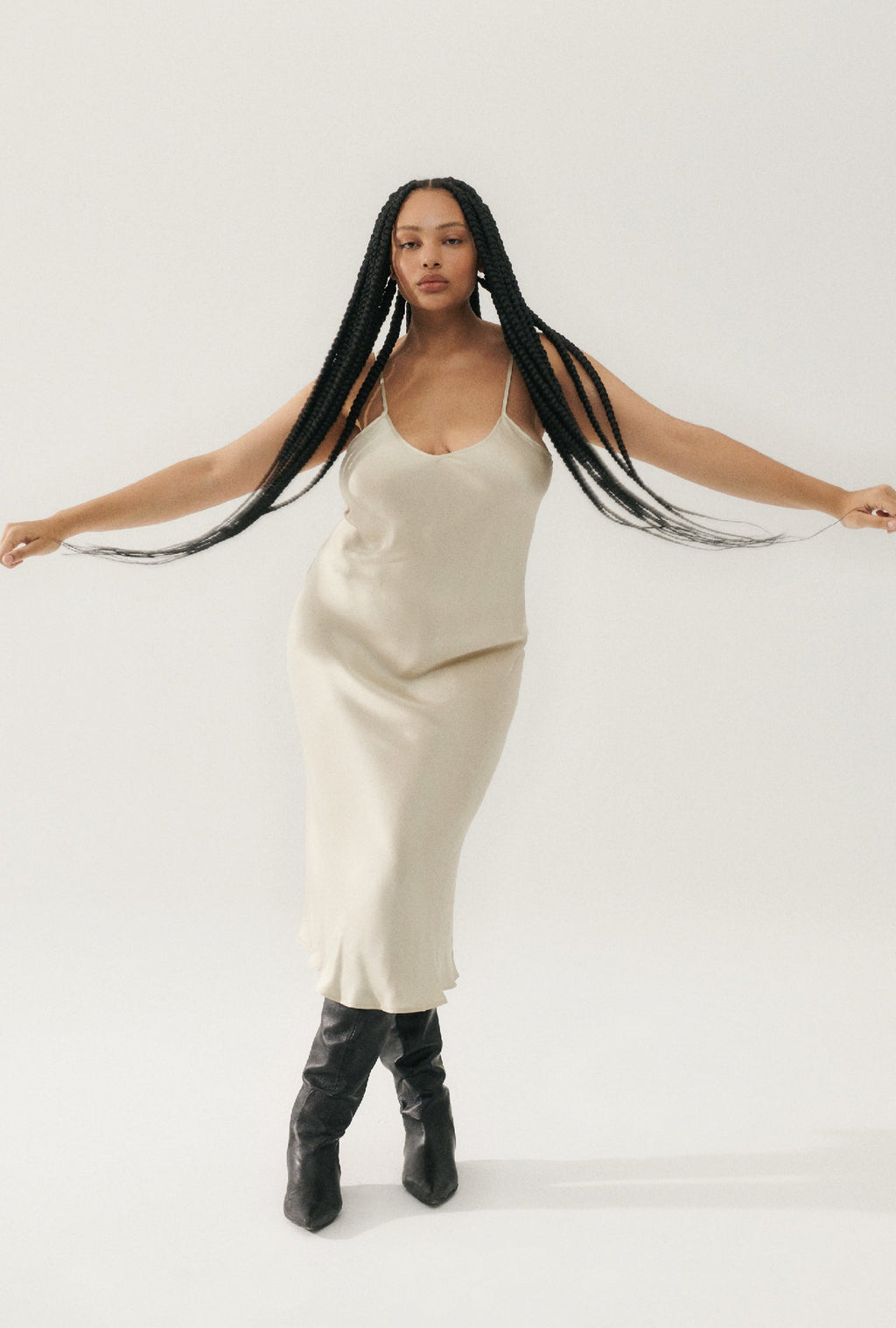 Silk Laundry 90S SILK SLIP DRESS - HAZELNUT