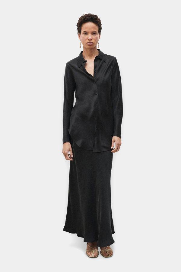 Silk Laundry BIAS CUT SHIRT - BLACK