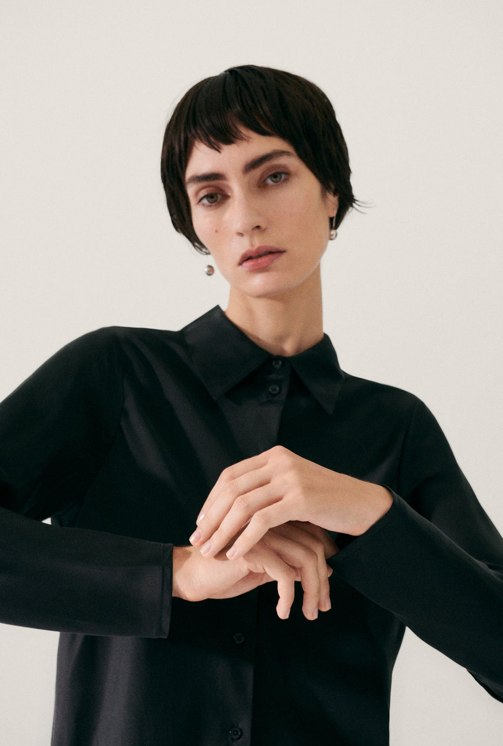 Silk Laundry BIAS CUT SHIRT - BLACK