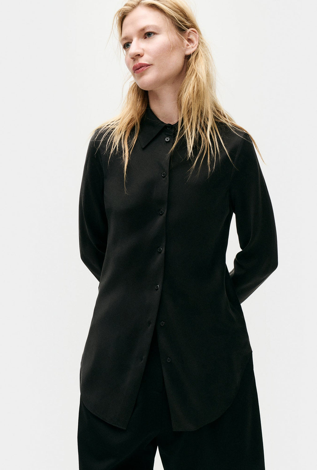 Silk Laundry BIAS CUT SHIRT - BLACK