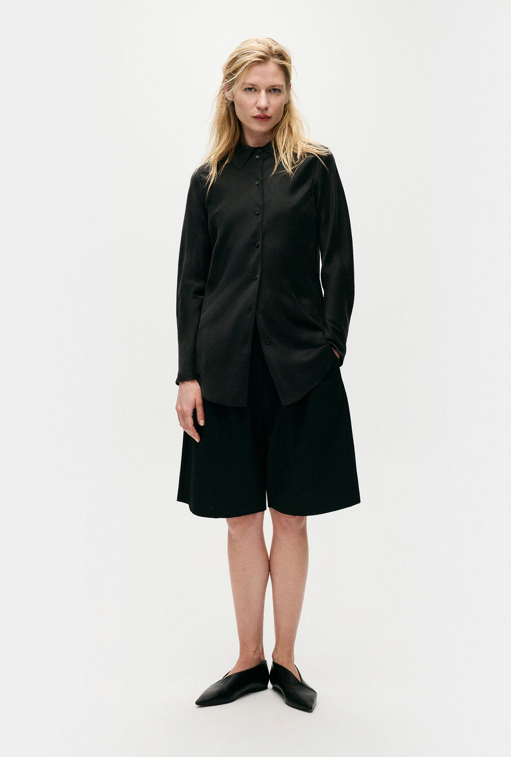 Silk Laundry BIAS CUT SHIRT - BLACK