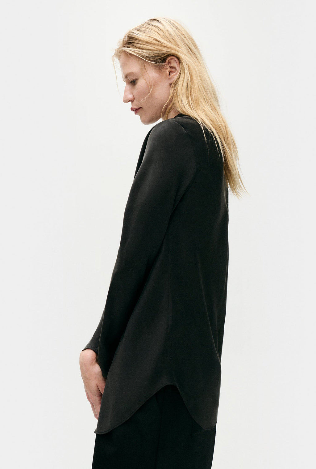 Silk Laundry BIAS CUT SHIRT - BLACK
