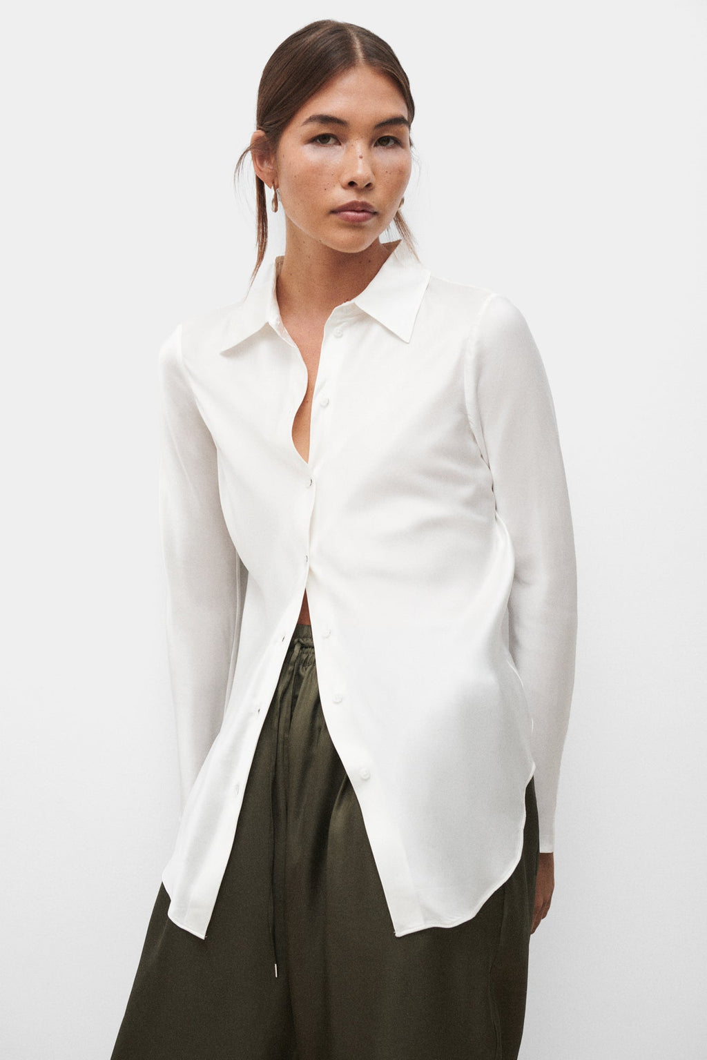 Silk Laundry BIAS CUT SHIRT - WHITE