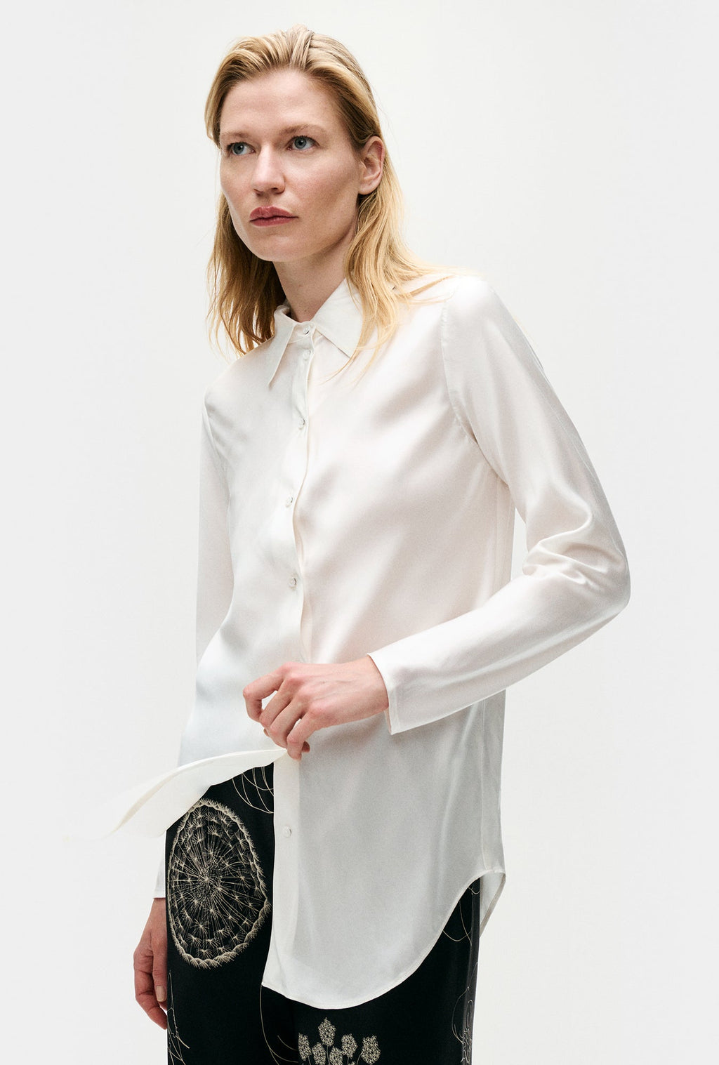 Silk Laundry BIAS CUT SHIRT - WHITE